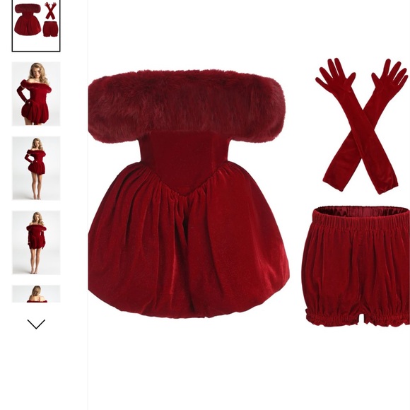Nana Jacqueline Candice Velvet Dress (Red) - Picture 2 of 7